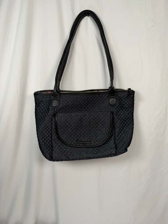 Vera Bradley Handbags - Vera Bradley Carson East West Black Quilted Denim Tote Bag Purse